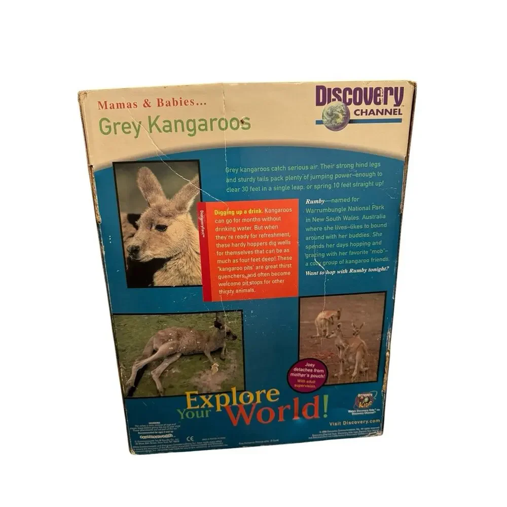 Discovery Channel Rumby & Joey Grey Kangaroos Plush Vintage 2000 Removable Baby